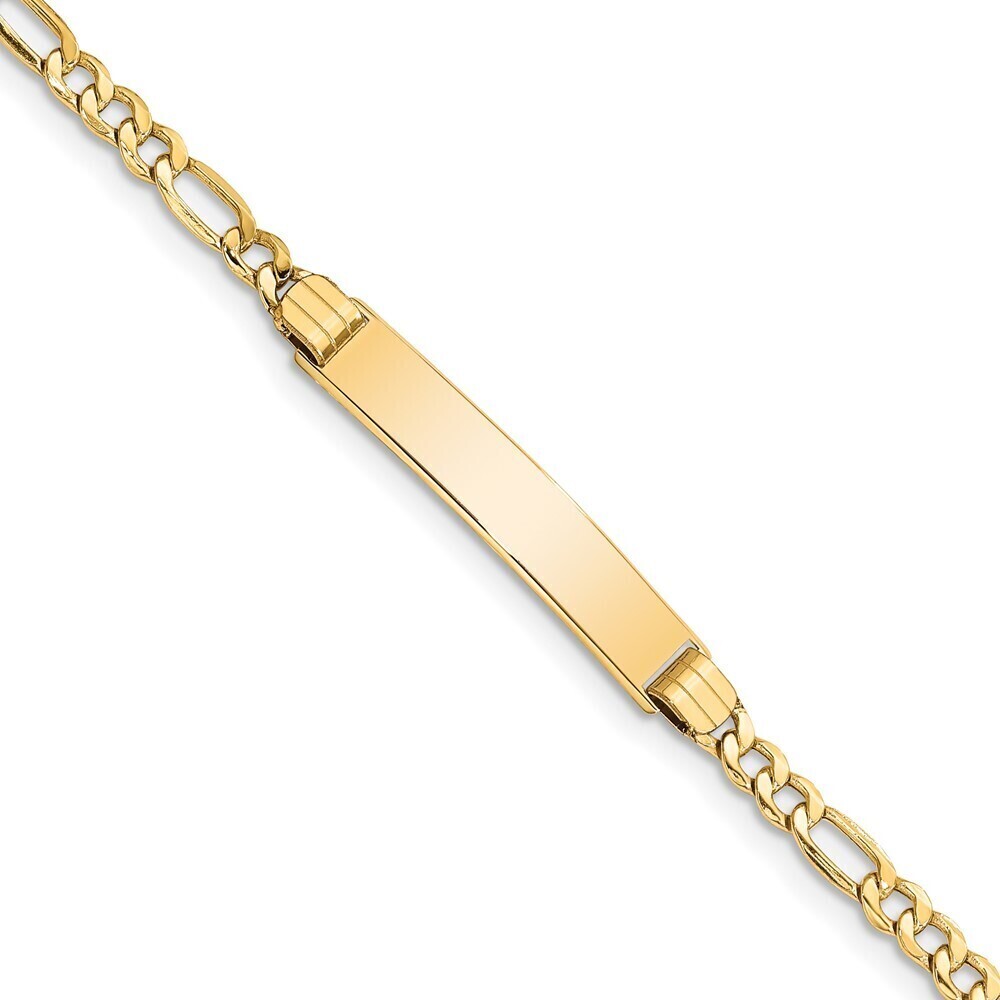 14k Yellow Gold Semi-solid Polished Figaro Link Id Bracelet
